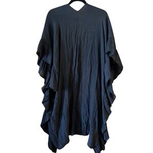 HYFVE Ruffle Sleeve Kimono Open Front Cardigan Lightweight Black S